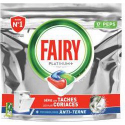 Fairy Peps platinum+ pour lave-vaisselle, capsules tout-en-1 original 17 capsules