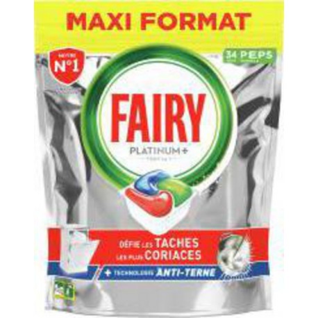 Fairy Peps platinum+ pour lave-vaisselle,capsules tout-en-1 original x34