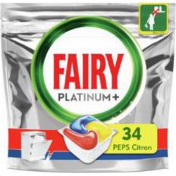 Fairy Capsules  lave-vaisselle Tout-en-1 Platinum+ PEPS Citron x34