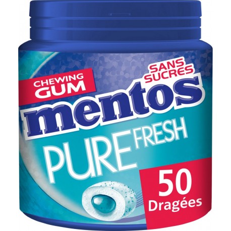 Mentos Chewing-gum Pure Fresh menthol eucalyptus sans sucres 100g (lot de 3)