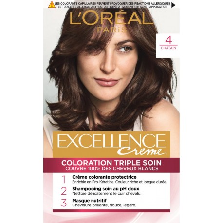 L Oreal Paris Excellence Creme Coloration permanente 4 châtain L'OREAL PARIS EXCELLENCE CREME