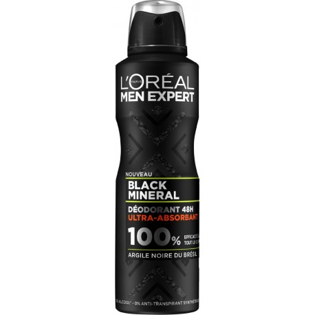 L Oreal Men Expert Déodorant Ultra-absorbant Black minéral à l'Argile noire L'OREAL MEN EXPERT