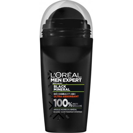 L Oreal Men Expert Déodorant Roll-on Men Black minéral Ultra-absorbant L'OREAL MEN EXPERT