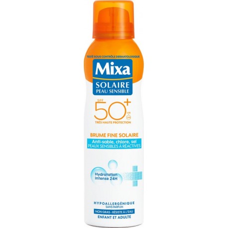 MIXA Brume fine solaire SPF50+ peau sensible à réactive vaporisateur 200ml