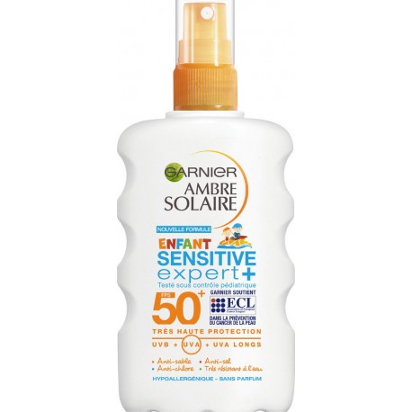 Spf50 Ambre Solaire Garnier Spray solaire enfant sensitive expert + SPF50+ AMBRE SOLAIRE GARNIER