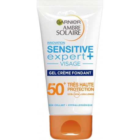 Garnier Gel crème solaire SPF 50+ très haute protection visage sensitive ambre solaire