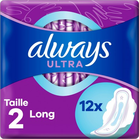 2 Always Serviette hygiénique ultra longue avec ailettes taille