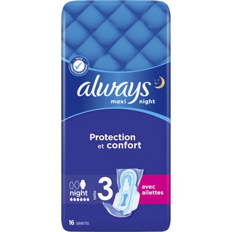 Always Serviettes hygiéniques Maxi Night x16 paquet 16