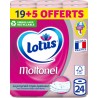 Lotus Moltonel Papier toilette Triple Epaisseur Aqua Tube x24 rouleaux roses paquet 19 rouleaux + 5 offerts