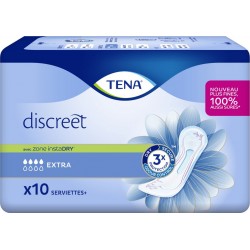 TENA Serviette hygiénique discreet flux extra x10 paquet 10 serviettes