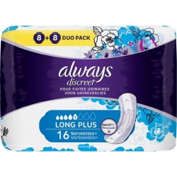 Always Serviettes incontinence Discreet Long Plus paquet 16 serviettes