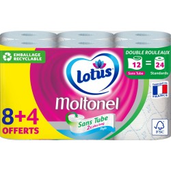 Lotus Moltonel Décoré Sans Tube 8+4 12 Rouleaux pack 8 rouleaux + 4 gratuits