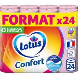 Lotus Confort Papier toilette Aqua Tube x24 rouleaux roses 24 rouleaux