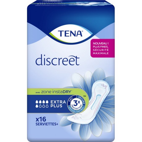 TENA Serviette hygiénique discreet extra plus paquet 16 serviettes