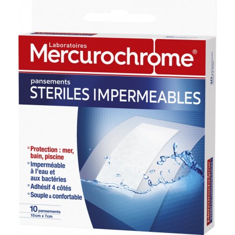 Mercurochrome Pansements imperméables 10x7cm boîte 10