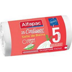 Alfapac Sacs poubelle coulissac vegetal origin à lien coulissant 5L x25