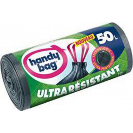 Handy Bag Sacs poubelle Ultra Résistant 50 l les 10 sacs
