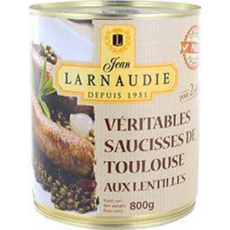 Jean Larnaudie Véritables Saucisses de Toulouse aux Lentilles 800g