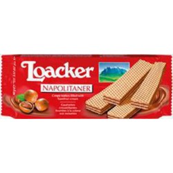 Loacker Gaufrettes Napolitaner fourrées crème et aux noisettes 90g