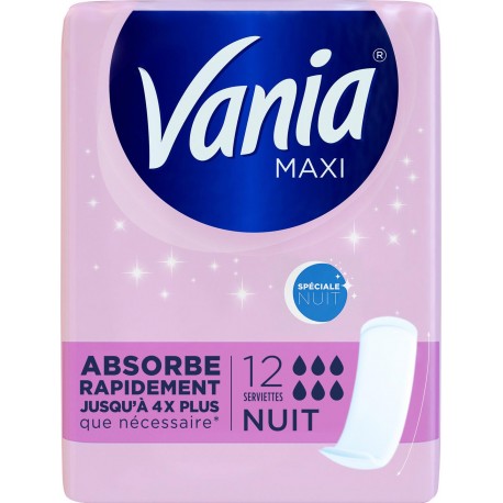 Vania Maxi Serviettes Hygiéniques Nuit x12 paquet 12