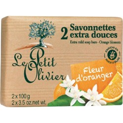 Le Petit Olivier Savonnettes Extra Douces (par 2x100g) Parfum Fleur d’Oranger (lot de 6 soit 12 savonnettes)
