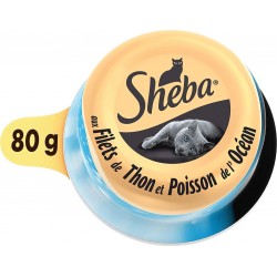 Sheba Dôme filets de Thon et Poisson de l'Océan 80g (lot de 10)