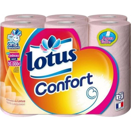 Lotus Confort Rose Et Blanc x12 Rouleaux