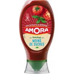 Amora Tomato Ketchup Moins de Sucres aux Extraits de Stevia 465g (lot de 5)