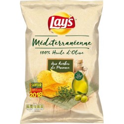 Lay’s Chips Méditerranéenne 100% Huile d’Olive aux Herbes de Provence 120g (lot de 10)