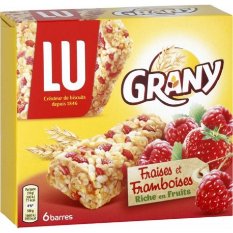 LU Grany Fraises et Framboises Riche en Fruits 108g (lot de 6)