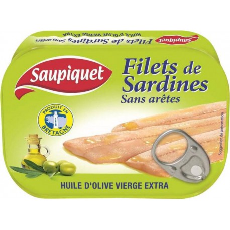 Saupiquet Filets de Sardines Huile d’Olive Vierge Extra 100g (lot de 5)