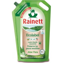 Rainett Ecolabel Lessive Liquide Concentrée pour Peaux Sensibles à l’Aloé Vera 1,98L (lot de 2)