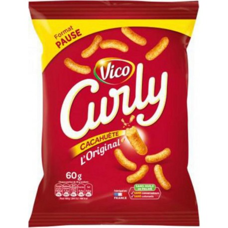 Vico Curly Cacahuète 60g (lot de 10)