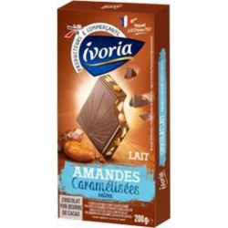 IVORIA LAIT AMANDE CARAMEL 200G CHOCOLATS TABLETTE BLOCS GOURMANDS