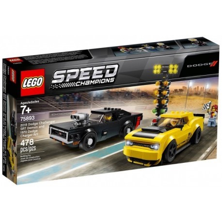 LEGO 75893 Speed Champions - Dodge Challenger SRT Demon 2018 Et Dodge Charger R/T 1970