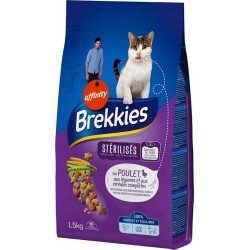Brekkies Stérilisés Chats Croquettes au Poulet Légumes et Céréales Complètes 1,5Kg (lot de 3)