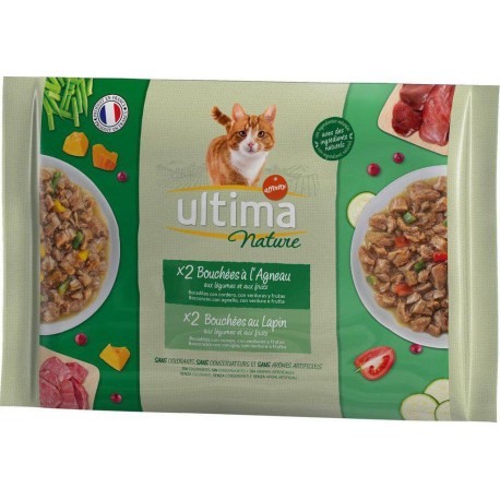 ULTIMA Nature sachet fraîcheur Chat saveur Agneau & Lapin - 4x85g