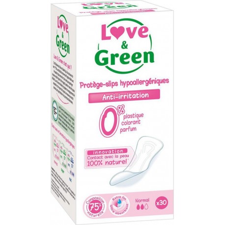 Love & Green Prottège-slips Anti-Irritation Normal x30 (lot de 4 soit 120 protège-slips)
