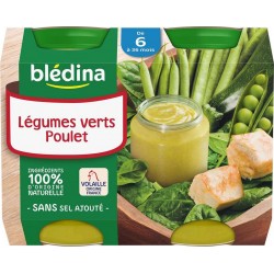 Blédina Légumes Verts Poulet (de 6 à 36 mois) par 2 pots de 200g (lot de 8 soit 16 pots)