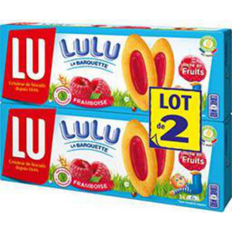 Biscuits barquette framboise Lulu LU 120g sur