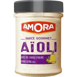 Amora Sauce Gourmet Aïoli avec de l’Huile d’Olive Vierge Extra (5%) 182g (lot de 5)