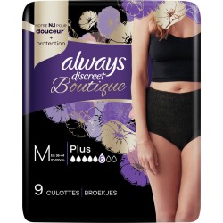 Always Dicreet Taille M x9 paquet 9 culottes noires, taille m