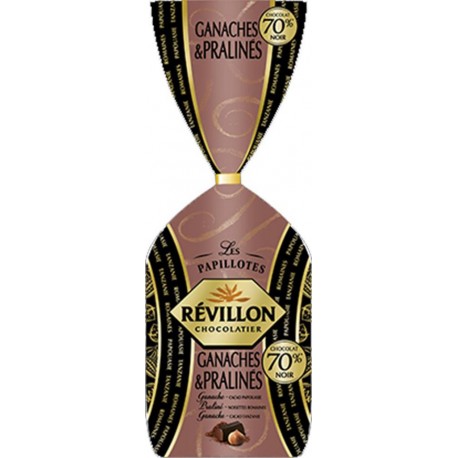 Révillon Les Papillotes Ganaches Et Pranlinés Chocolat 70% Noir 375g