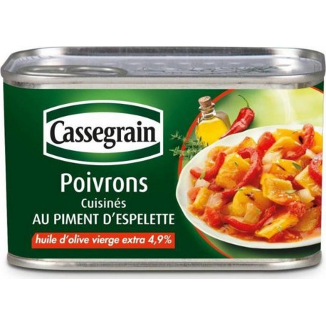 Cassegrain Poivrons Cuisinés au Piment d’Espelette à l’Huile d’Olive Vierge Extra 375g (lot de 5)