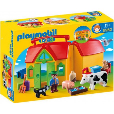 PLAYMOBIL 6962 1.2.3 - Ferme Transportable Avec Animaux