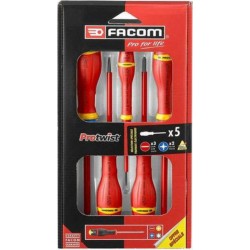 Facom Coffret 5 tournevis électricien Facom Protwist isolés