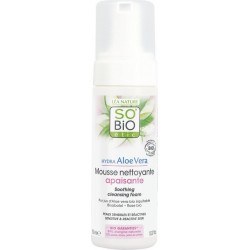 SO'BIO Mousse nettoyante apaisante peaux sensibles aloe vera bio 150ml