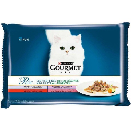 GOURMET Repas pour chat Les filettines avec des légumes 4 Variétés 4x85g (lot de 10)