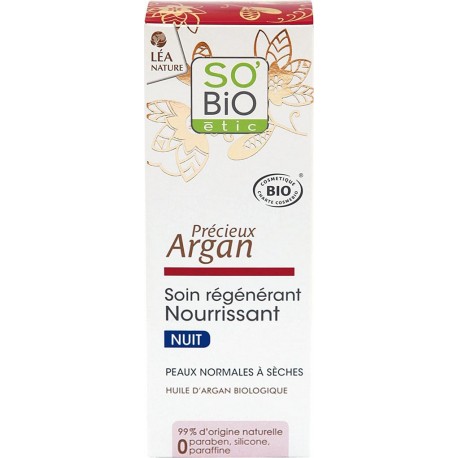 So'Bio etic Soin Regenerant nourrissant Nuit a l'Argan Bio tube de 50ml