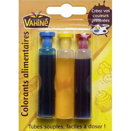 Vahiné Colorants Alimentaires par 3 Tubes de 6ml (lot de 3 soit 9 tubes)